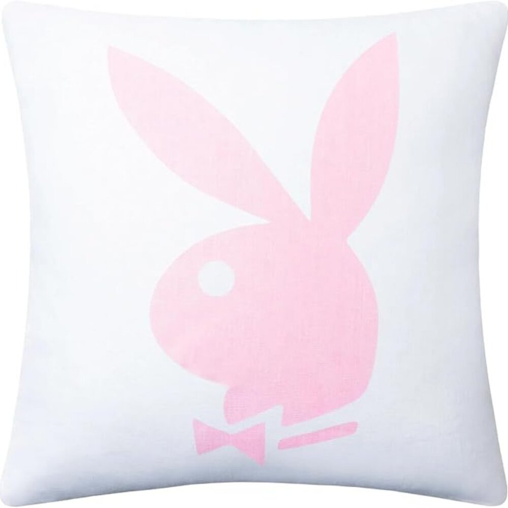 Playboy Metallic Print Comfy Pillow Exquisite Linen Best Pillows (White & Pink)